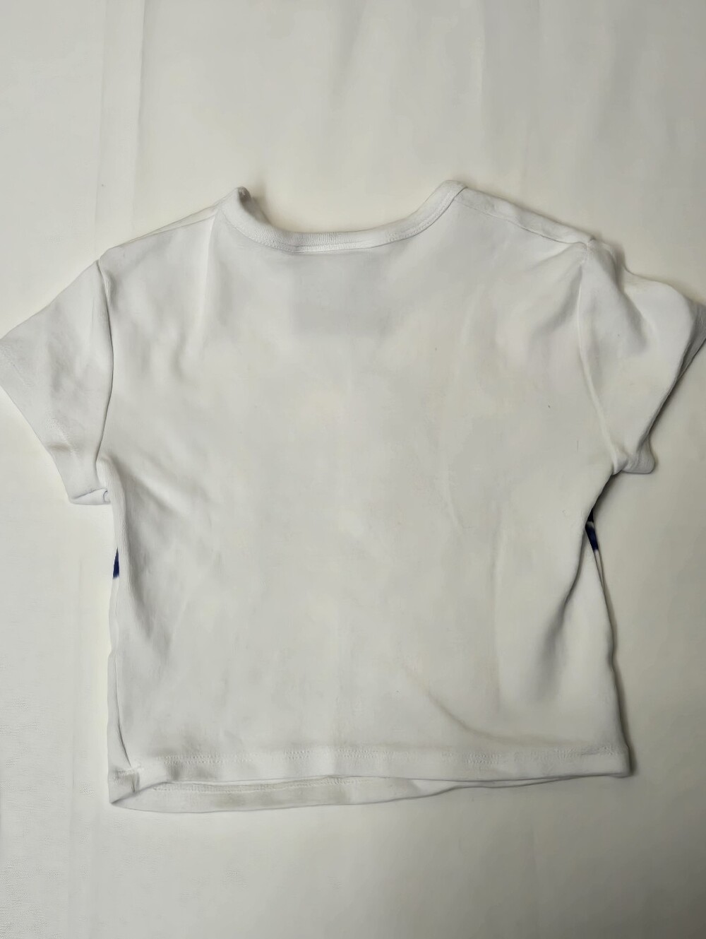 Alehsy Bershka Baby Tee White Blue Street Graffiti Graphic Womens Xs Crop Top View 4